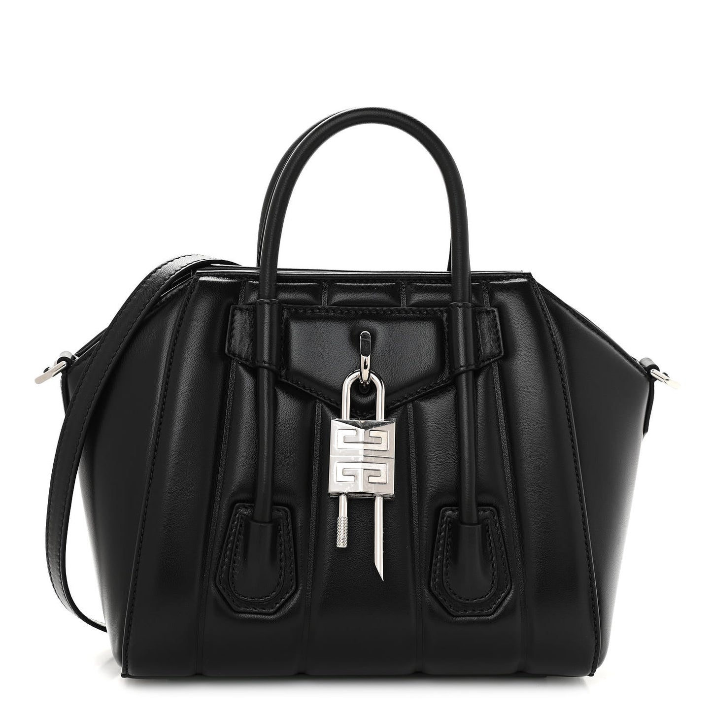 Box Calfskin Padded Mini Lock Antigona Shoulder Bag Black