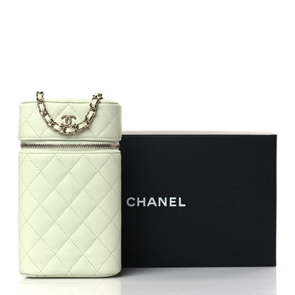 Chanel Caviar Quilted Phone Holder With Chain Light Green 9 of 9