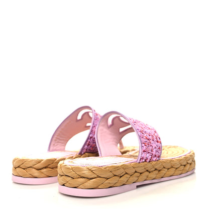 Chanel Tweed Mesh Satin CC Thong Sandals 37.5 Light Purple Pink Red 4 of 8