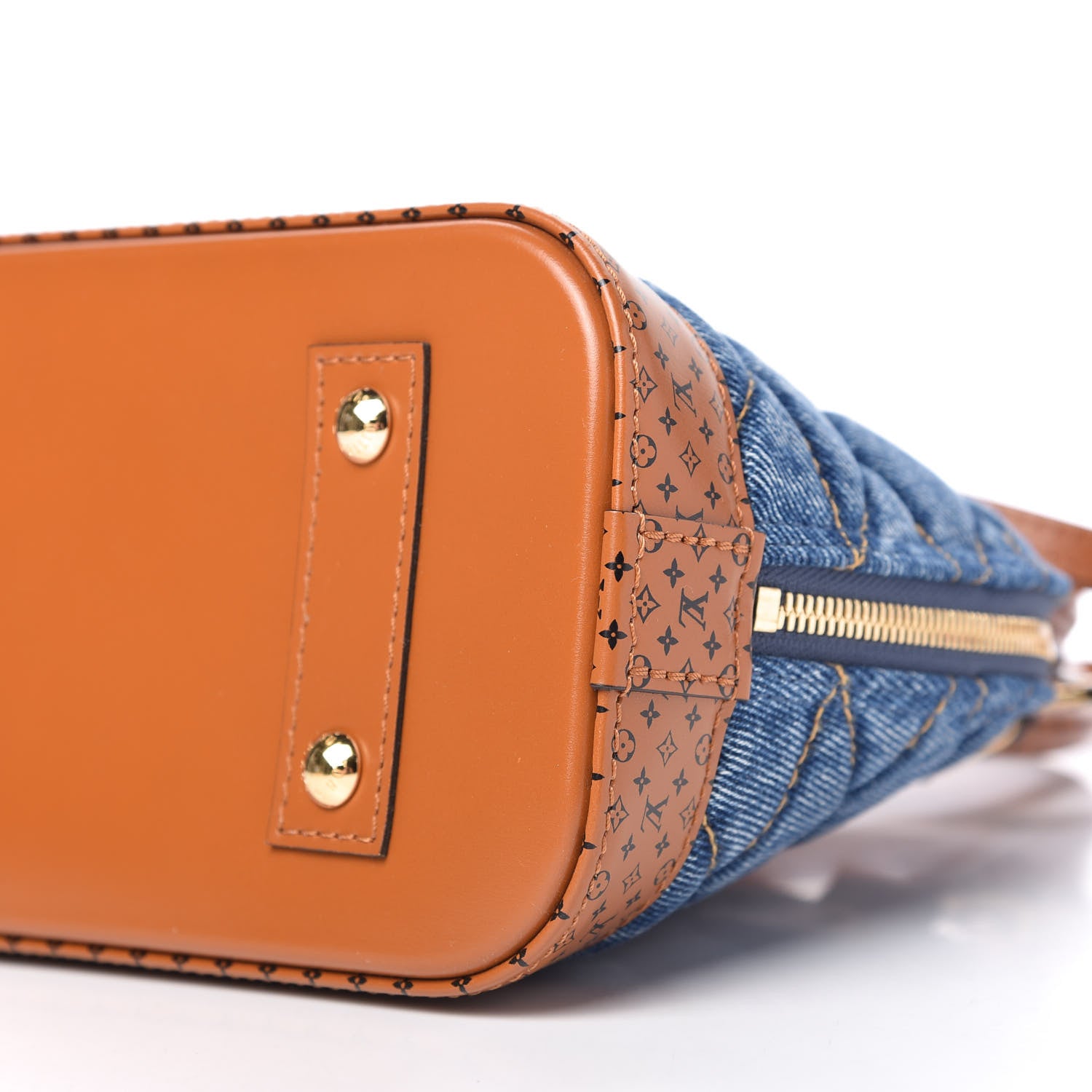Louis Vuitton Denim Calfskin Reverse Monogram Malletage Alma BB Blue 7 of 9