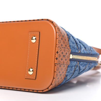 Louis Vuitton Denim Calfskin Reverse Monogram Malletage Alma BB Blue 7 of 9