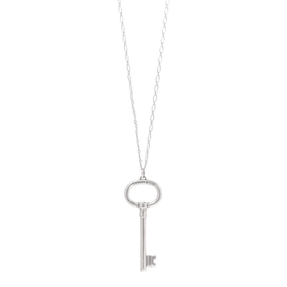 Tiffany Sterling Silver Oval Key Pendant Link Necklace 1 of 6
