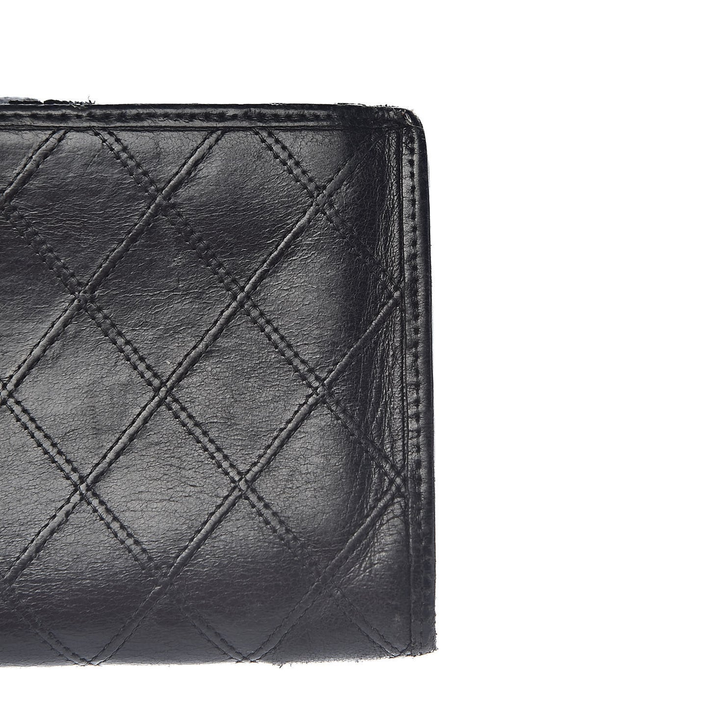 Lambskin Diamond Stitched French Wallet Black
