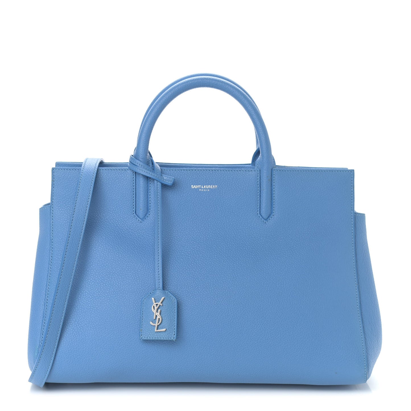 Grained Calfskin Small Rive Gauche Cabas Blue Clair