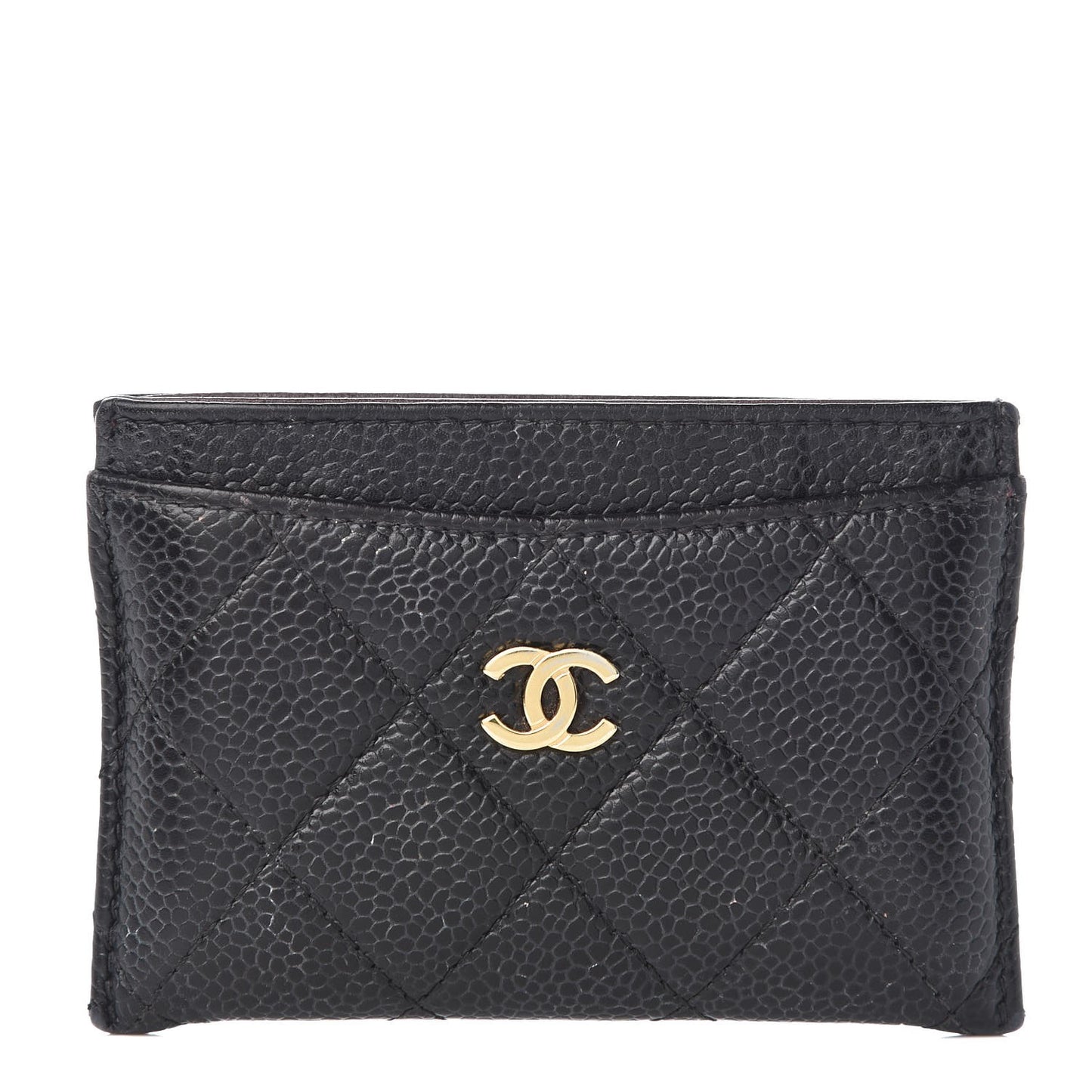 Caviar Quilted Card Holder Black