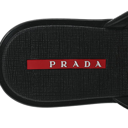 Prada Saffiano Metal Triangle Thong Sandals 35 Black 6 of 7