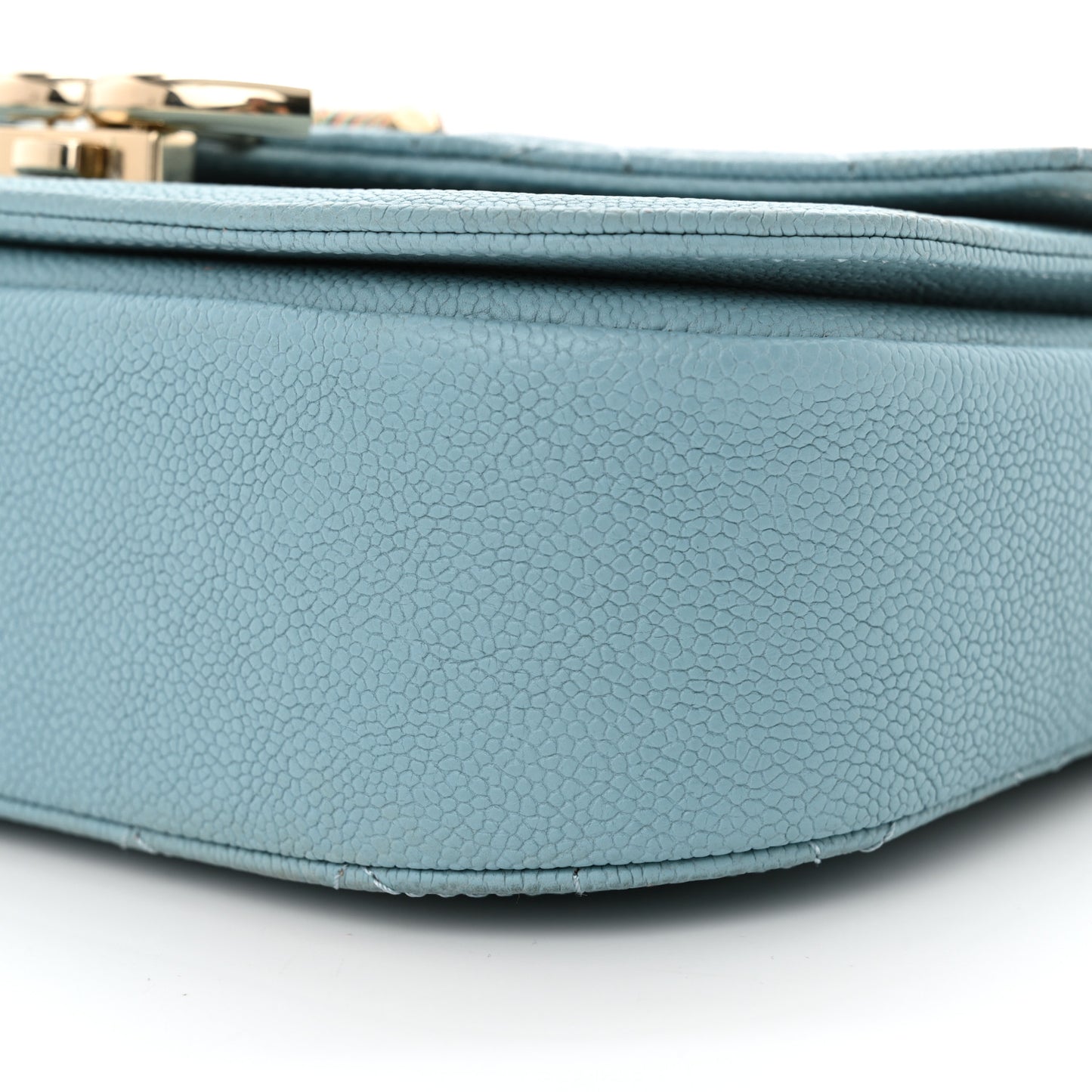 Grained Calfskin Quilted Small Cuba Top Handle Flap Blue