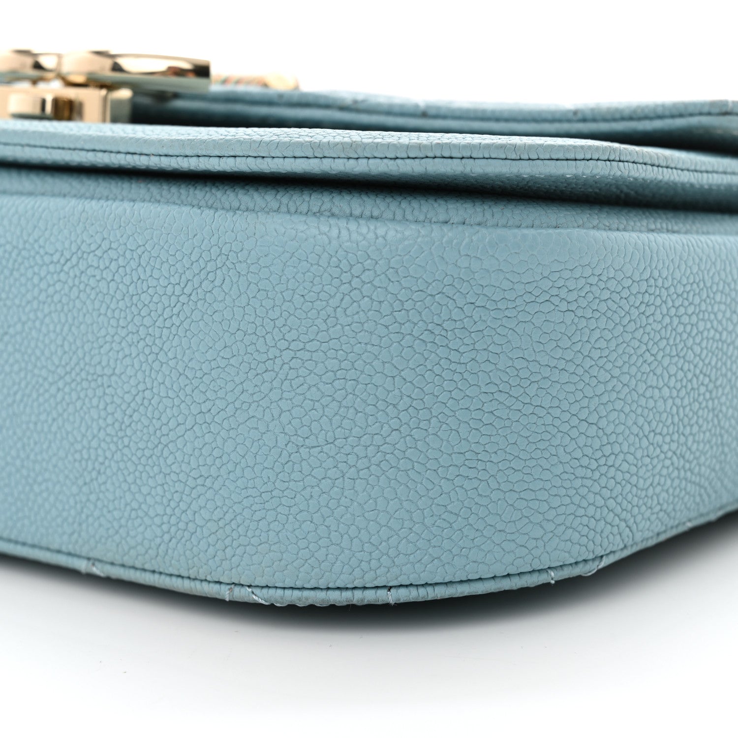 Chanel Grained Calfskin Quilted Small Cuba Top Handle Flap Blue 10 of 12