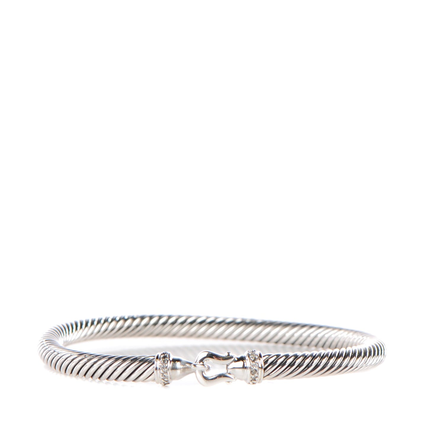 Sterling Silver Diamond 5mm Cable Buckle Bracelet