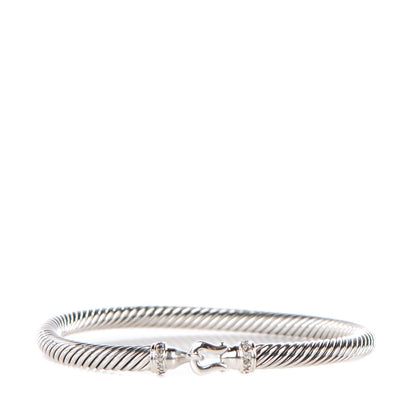 David Yurman Sterling Silver Diamond 5mm Cable Buckle Bracelet 1 of 6