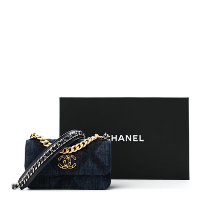Chanel Denim Quilted Chanel 19 Flap Phone Holder With Chain Blue 11 of 11