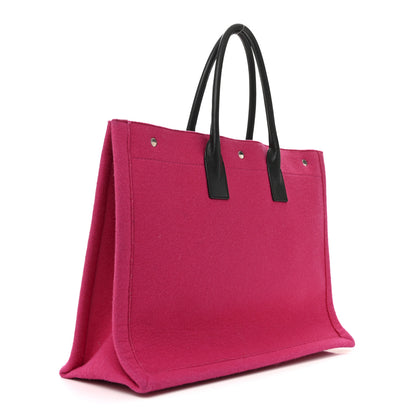 Saint Laurent Wool Rive Gauche Tote Fuchsia 3 of 13