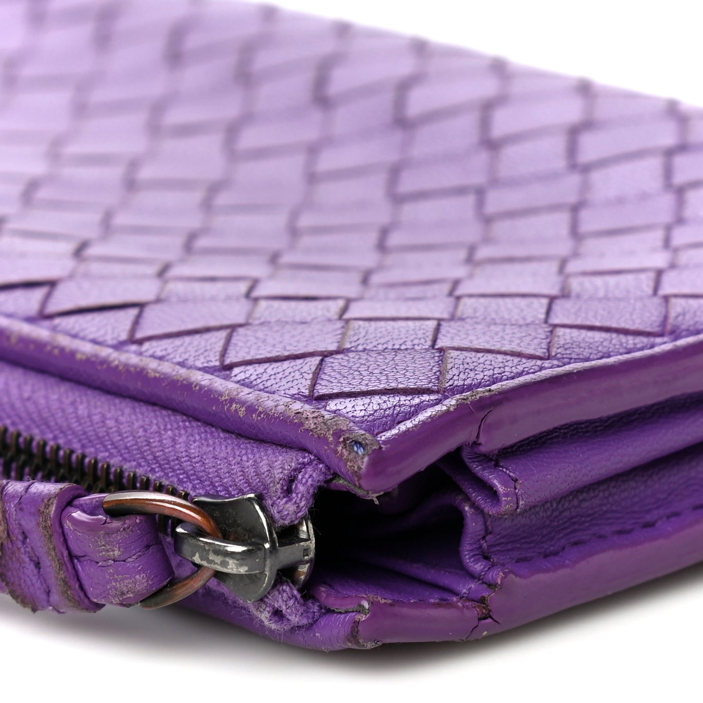 Nappa Intrecciato Wristlet Zip Wallet Byzantine