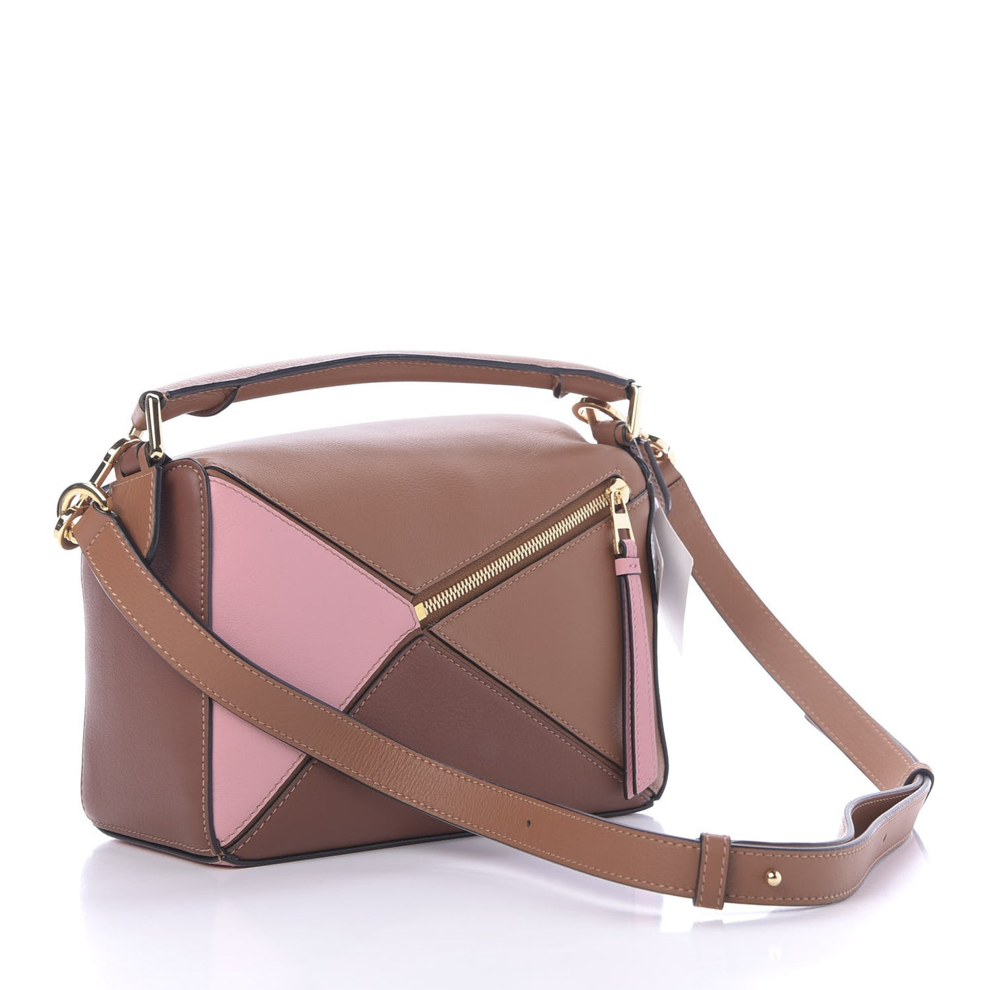 Calfskin Small Puzzle Bag Tan Medium Pink