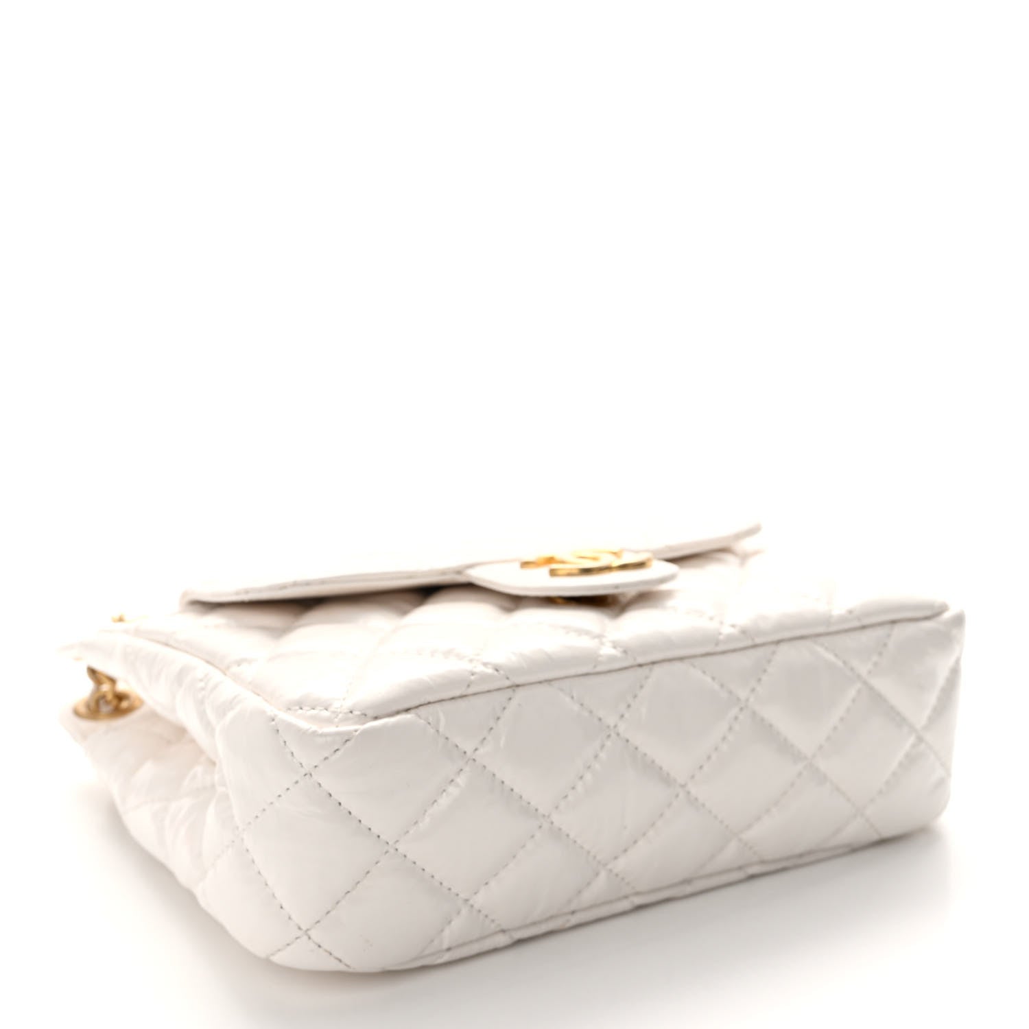 Chanel Shiny Crumpled Calfskin Quilted Small Wavy CC Hobo White 4 of 13