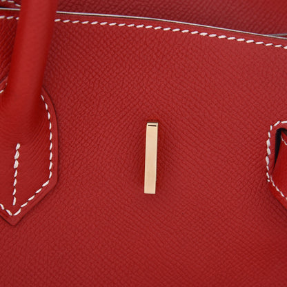 Hermes Epsom Candy Birkin 35 Rouge Casaque Bleu Thalassa 27 of 35
