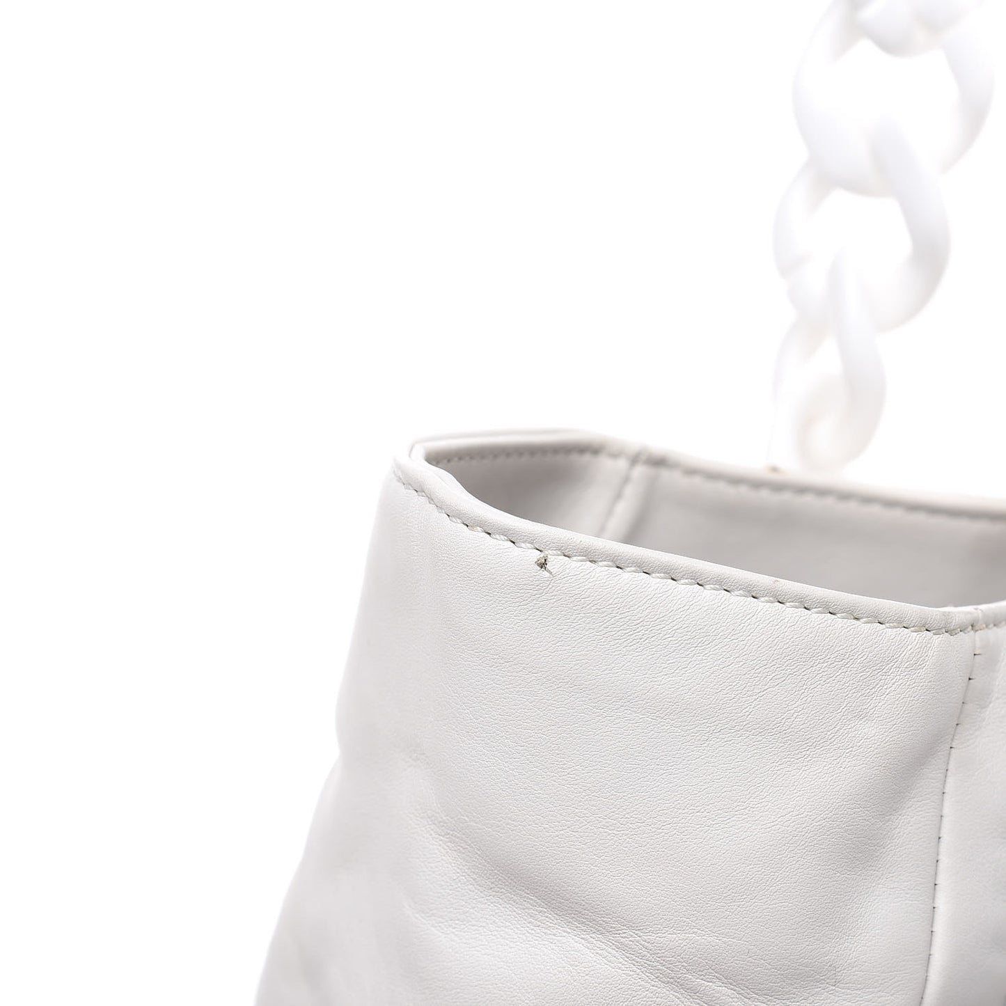 Calfskin Modern Chain Rhodoid East West Tote White