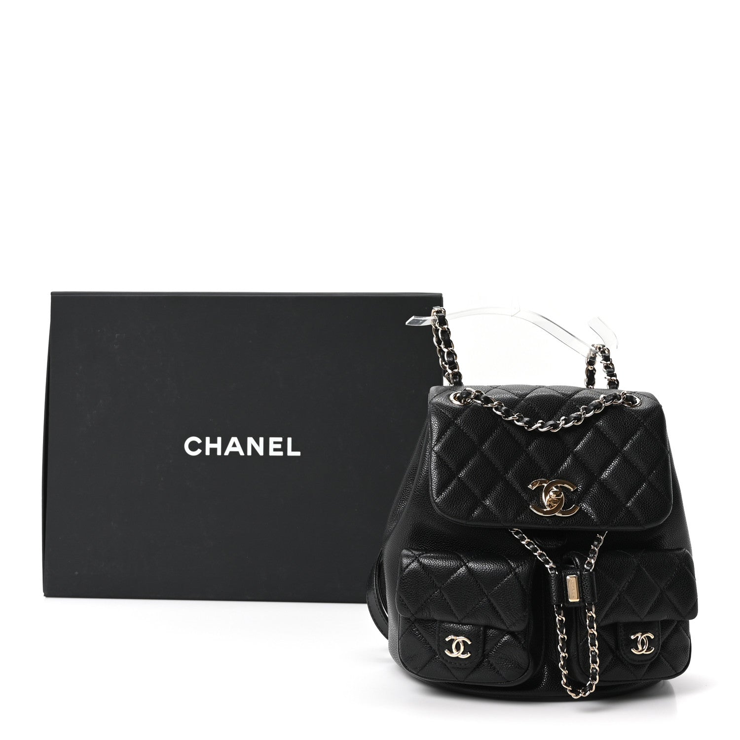 Chanel Shiny Caviar Quilted Medium Duma Pockets Drawstring