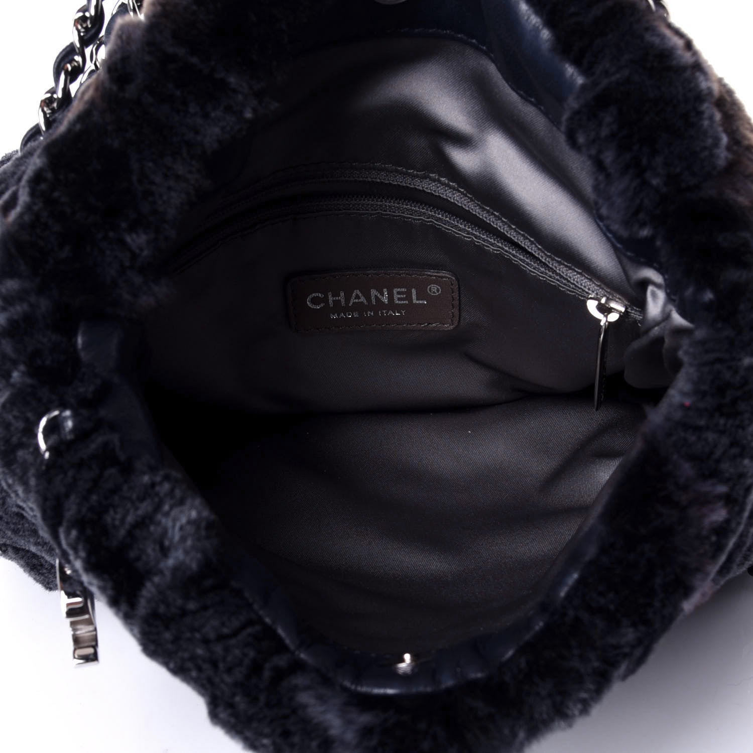 Chanel Lambskin Rabbit Shoulder Bag Navy 4 of 9