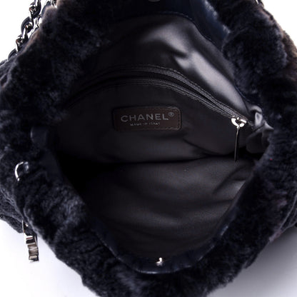 Chanel Lambskin Rabbit Shoulder Bag Navy 4 of 9