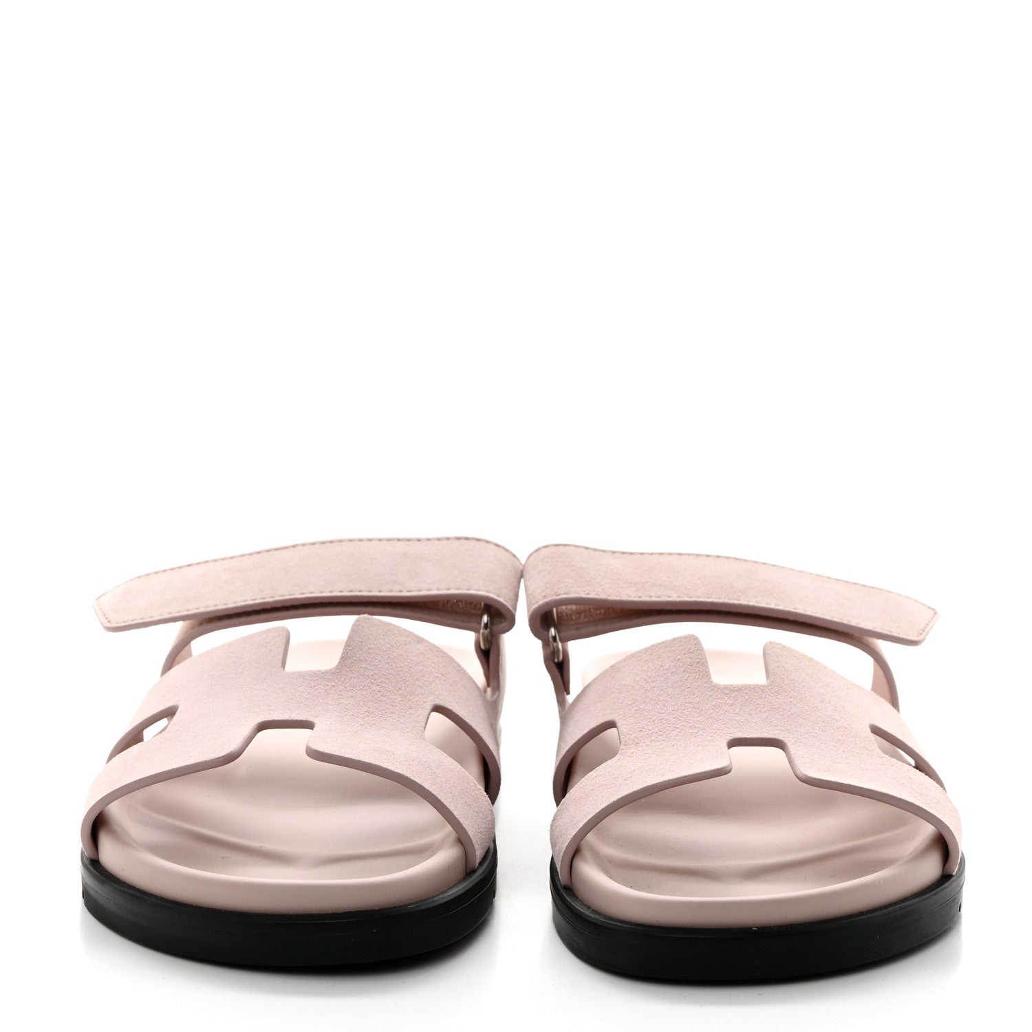 Hermes Suede Goatskin Womens Chypre Sandals 39 Rose Porcelaine 2 of 9