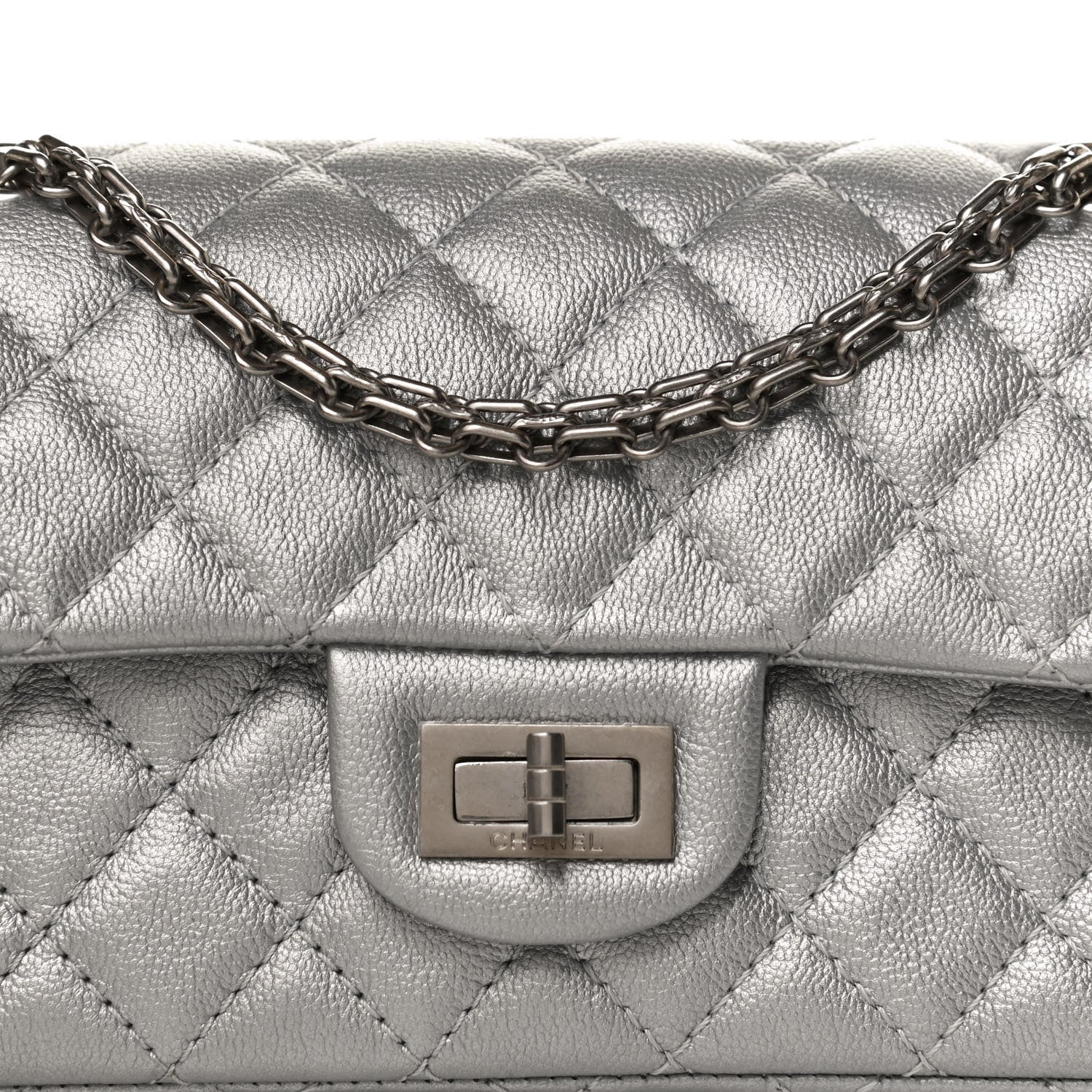 Chanel Metallic Grained Calfskin Quilted 2.55 Reissue Mini Flap Silver 12 of 12