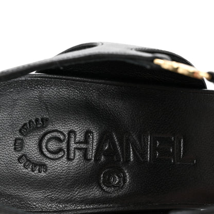 Chanel Lambskin Pointed Cap Toe CC Slingback Pumps 38 Black White 8 of 10