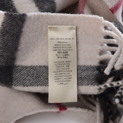 Burberry Cashmere Giant Check Fringe Scarf Stone 5 of 5