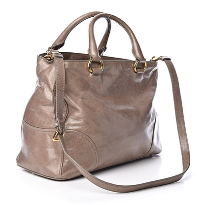Prada Vitello Shine Top Handle Bag Argilla 3 of 11