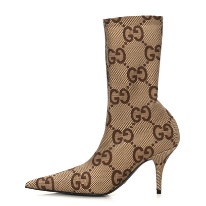 Balenciaga X GUCCI Jersey Maxi GG Monogram Crepe Knife Booties 35 Camel Ebony 1 of 6