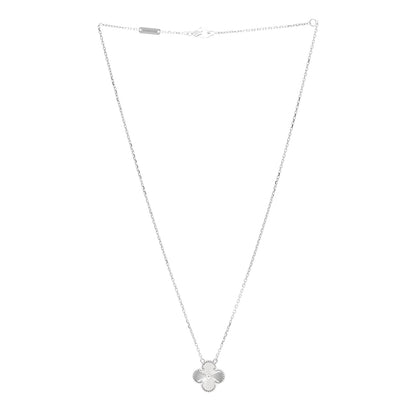 Van Cleef & Arpels 18K White Gold Guilloche Vintage Alhambra Pendant Necklace 3 of 6