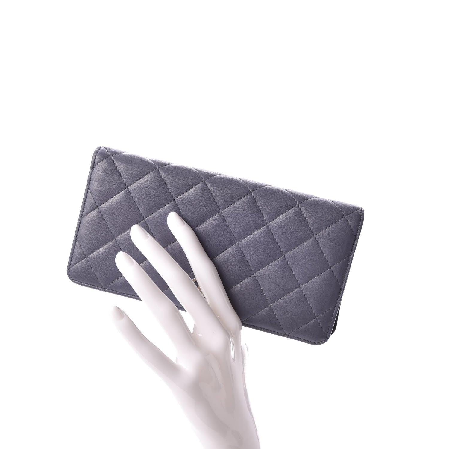 Chanel Lambskin Quilted Yen Wallet Purple 2 of 9