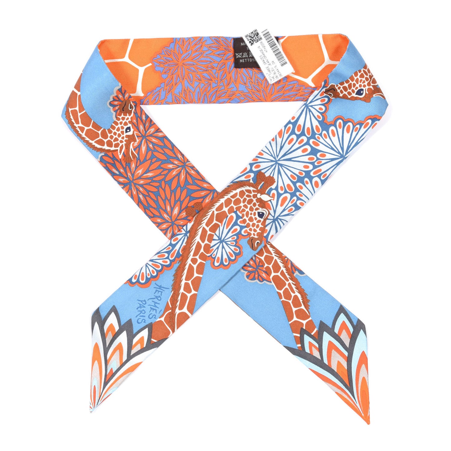 Silk The Three Graces Twilly Bleu Jean Orange Rouille