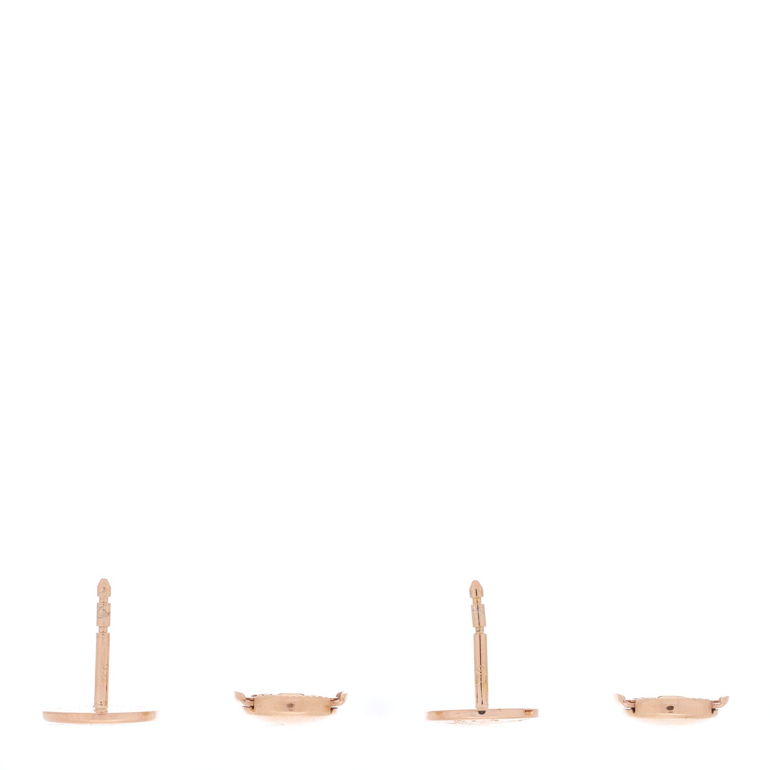 Hermes 18K Rose Gold TPM Ex-Libris Stud Earrings 3 of 4