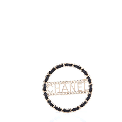 Chanel Lambskin Chain Logo Brooch Black Gold 1 of 5