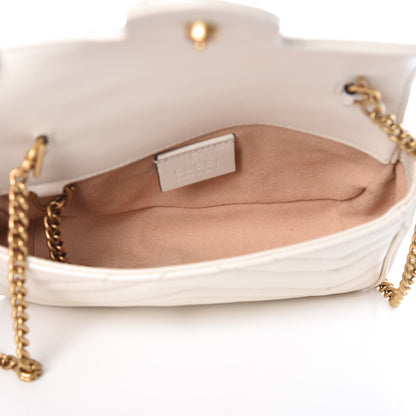 Gucci Calfskin Matelasse Super Mini GG Marmont Shoulder Bag White 5 of 13
