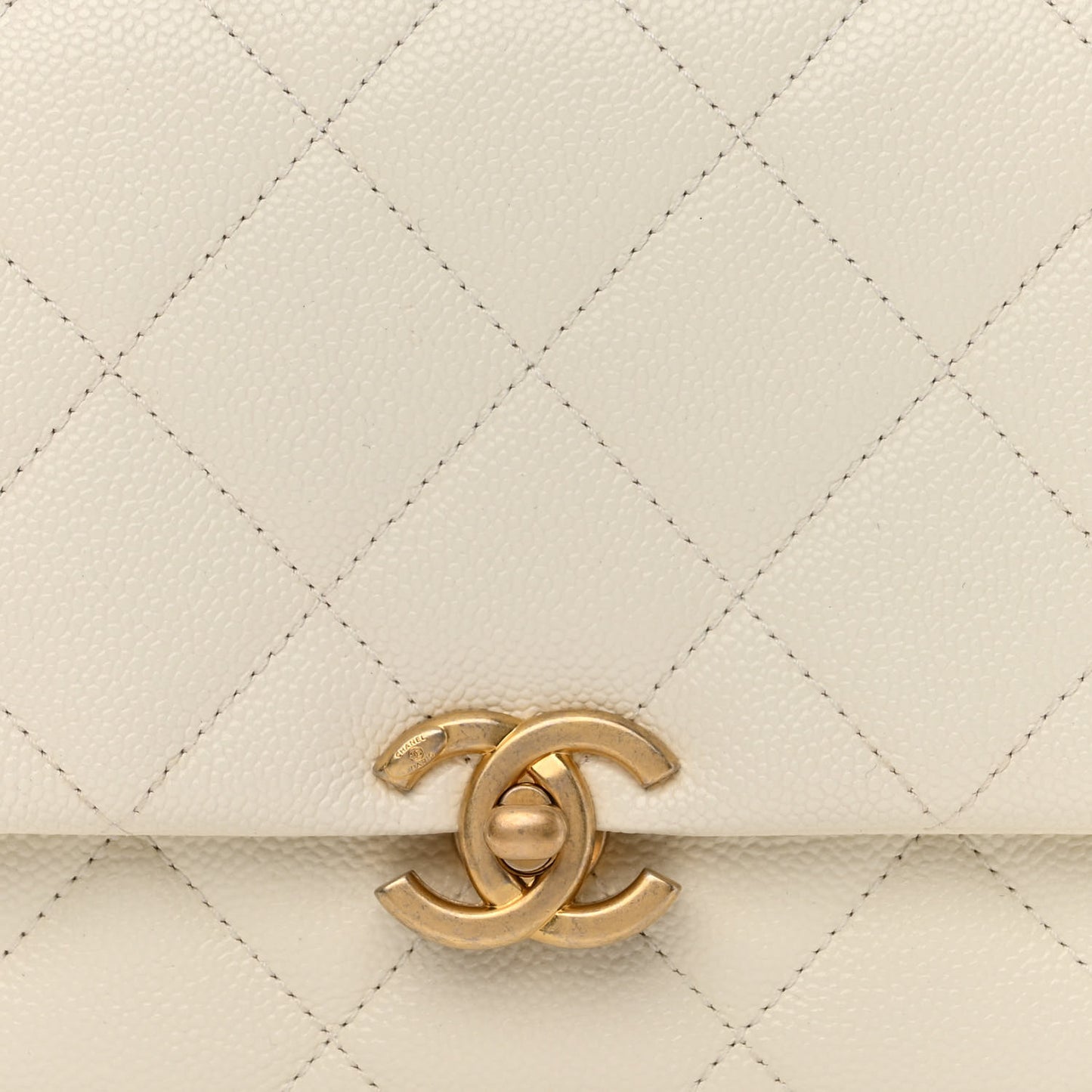 Shiny Caviar Quilted Small Chain Melody Flap White