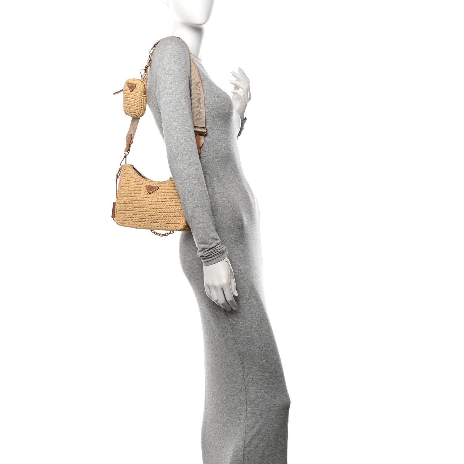 Prada Yarn Raffia Effect Crochet Re-Edition 2005 Shoulder Bag Naturale 2 of 10