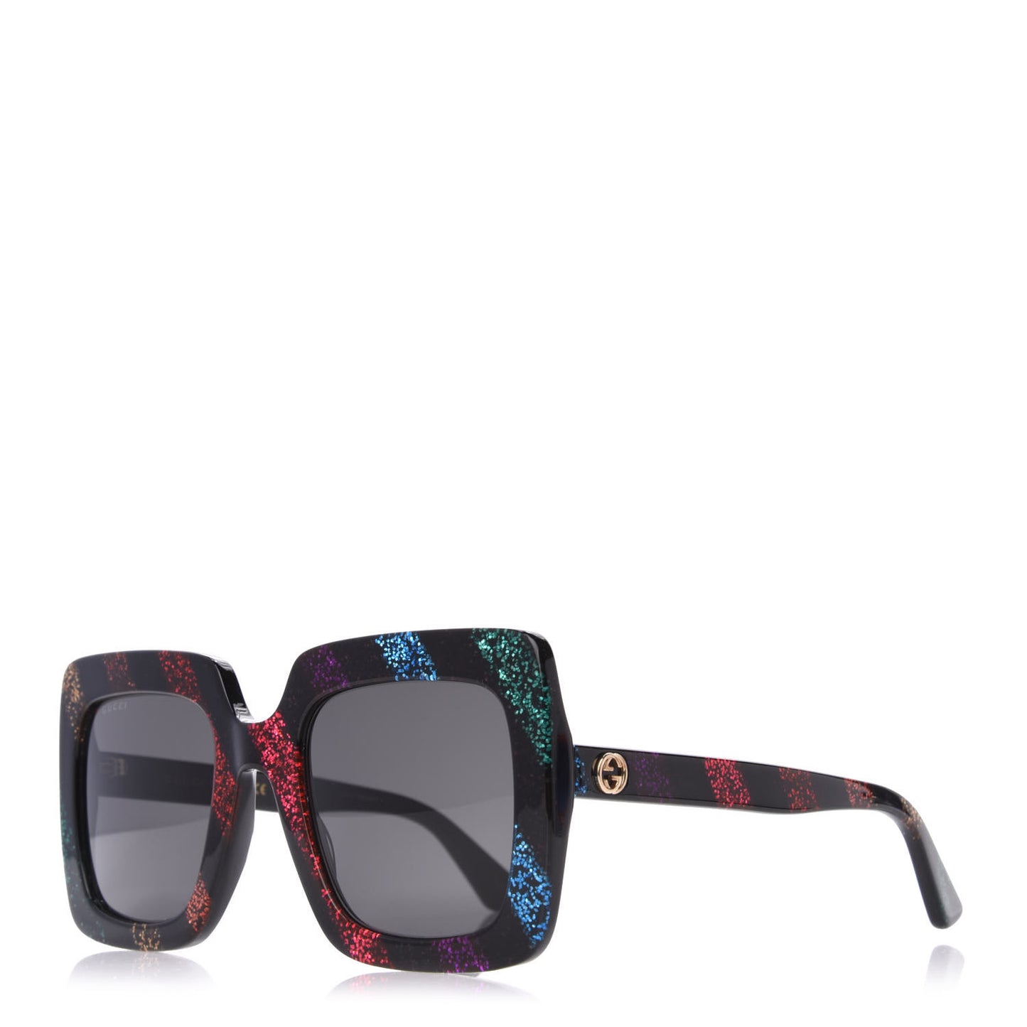 Acetate Oversize Stripe Sunglasses GG0328S Black Multi