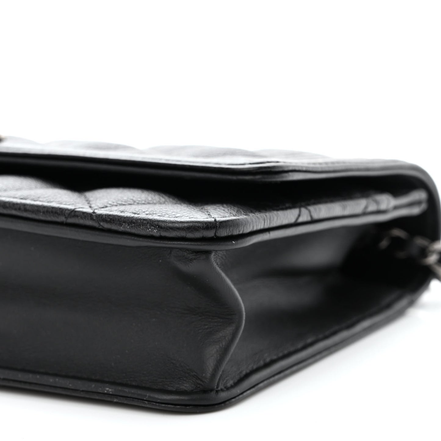 Grained Calfskin Quilted Boy Wallet On Chain WOC Black