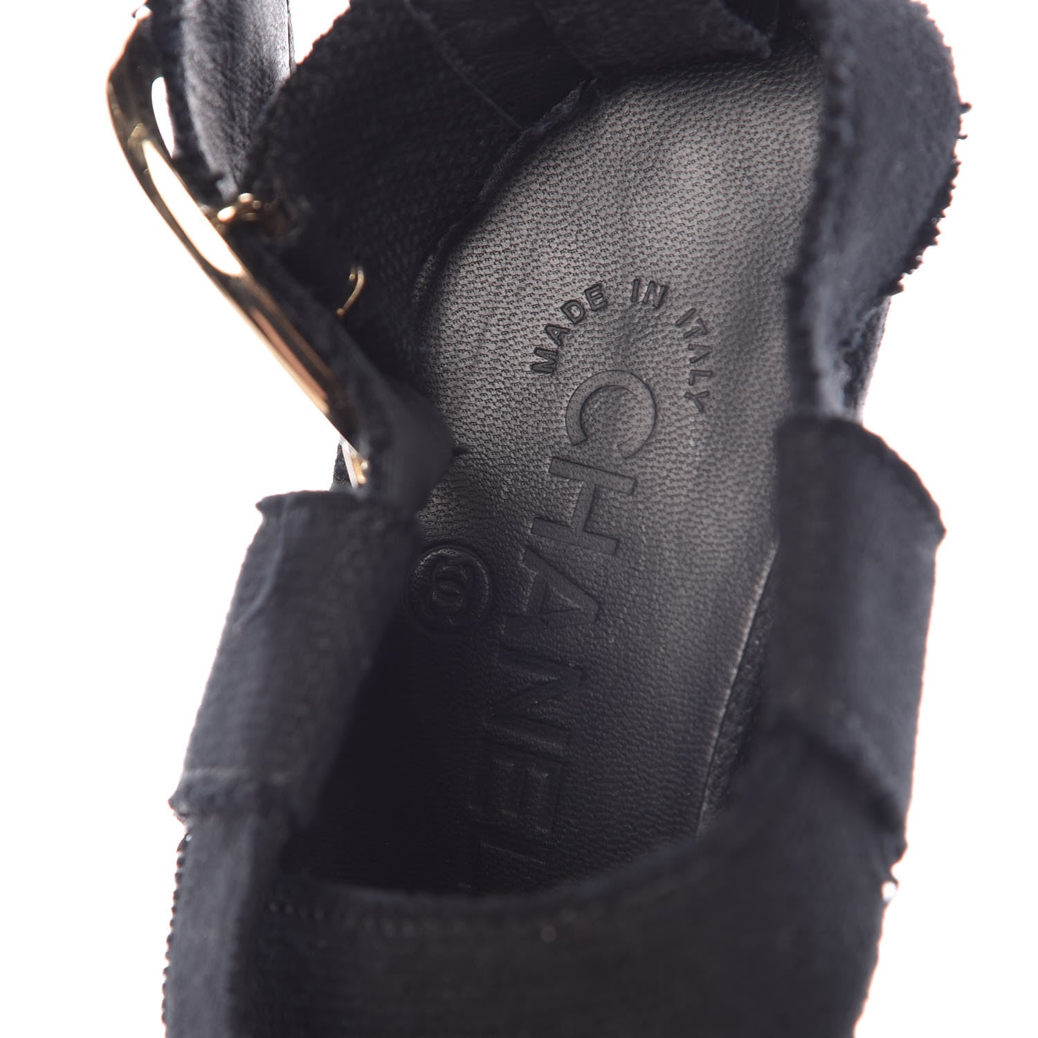 Chanel Canvas Heart CC Wedge Sandals 36.5 Black 9 of 18