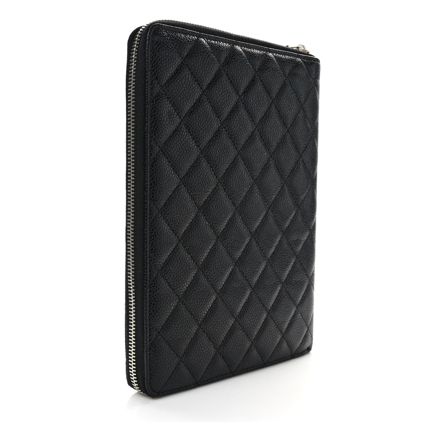 Caviar Quilted Zip Around Notebook Agenda Cover Black