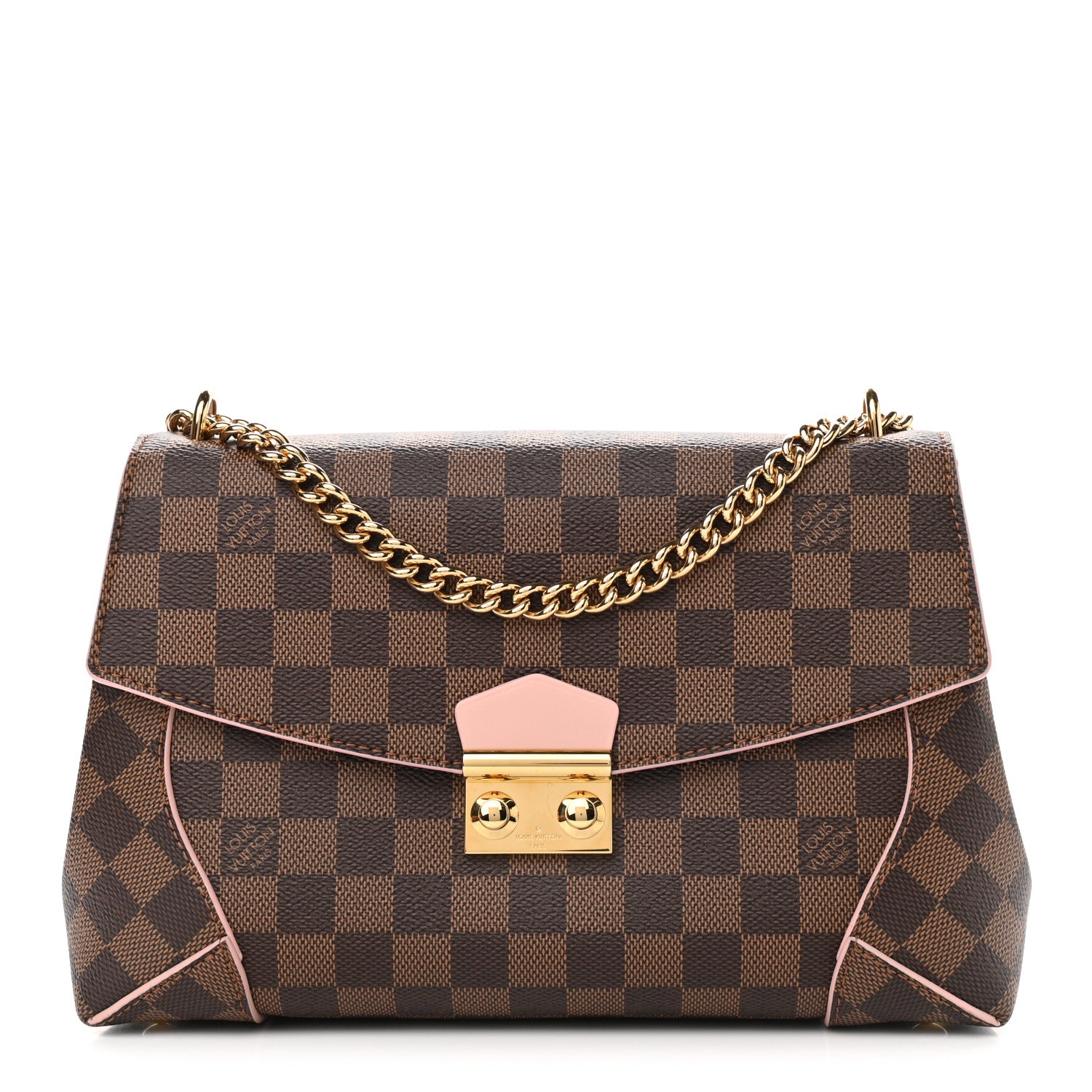 Louis Vuitton Damier Ebene Caissa Clutch Rose Ballerine 1 of 10