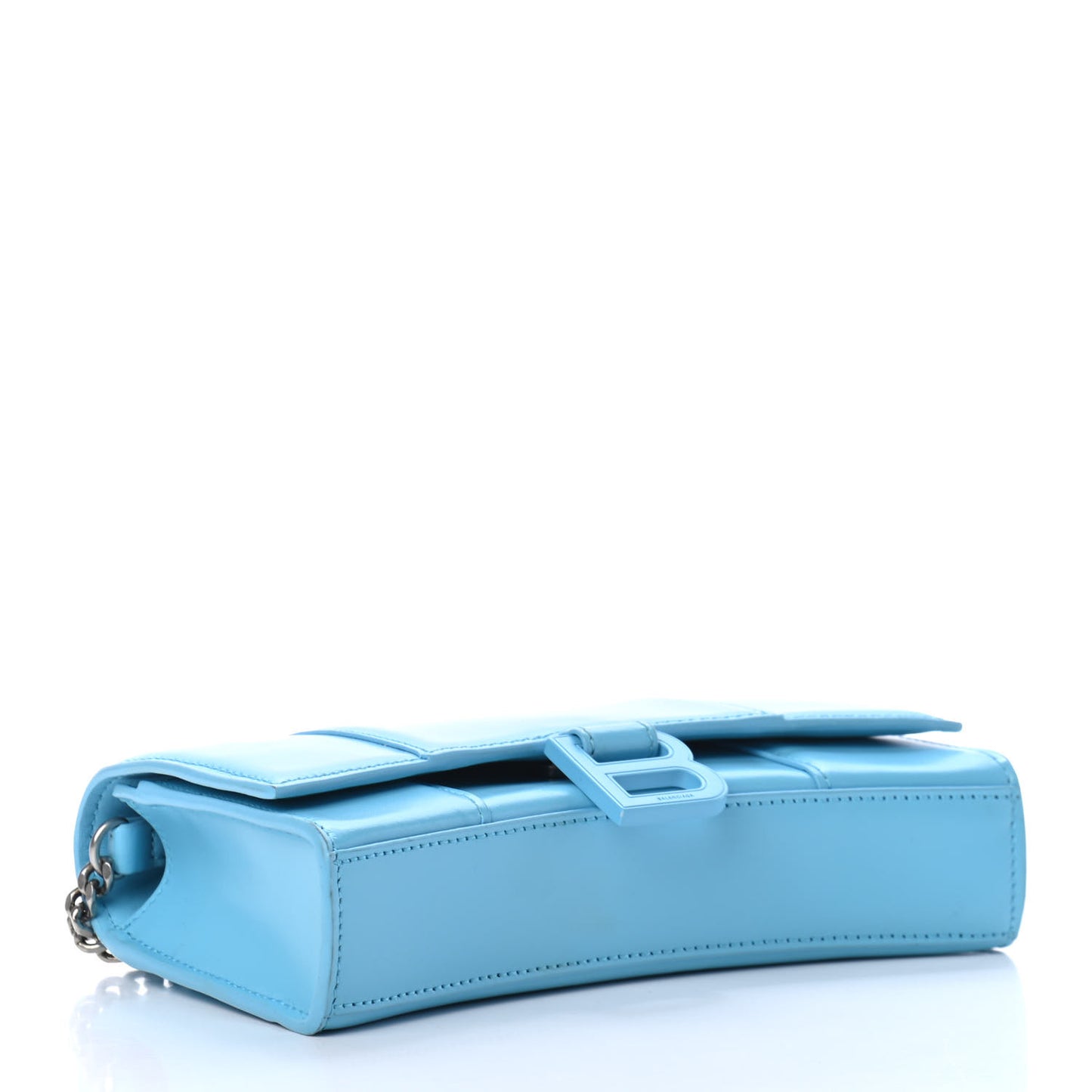 Shiny Box Calfskin Tonal B Hourglass Chain Bag Azur