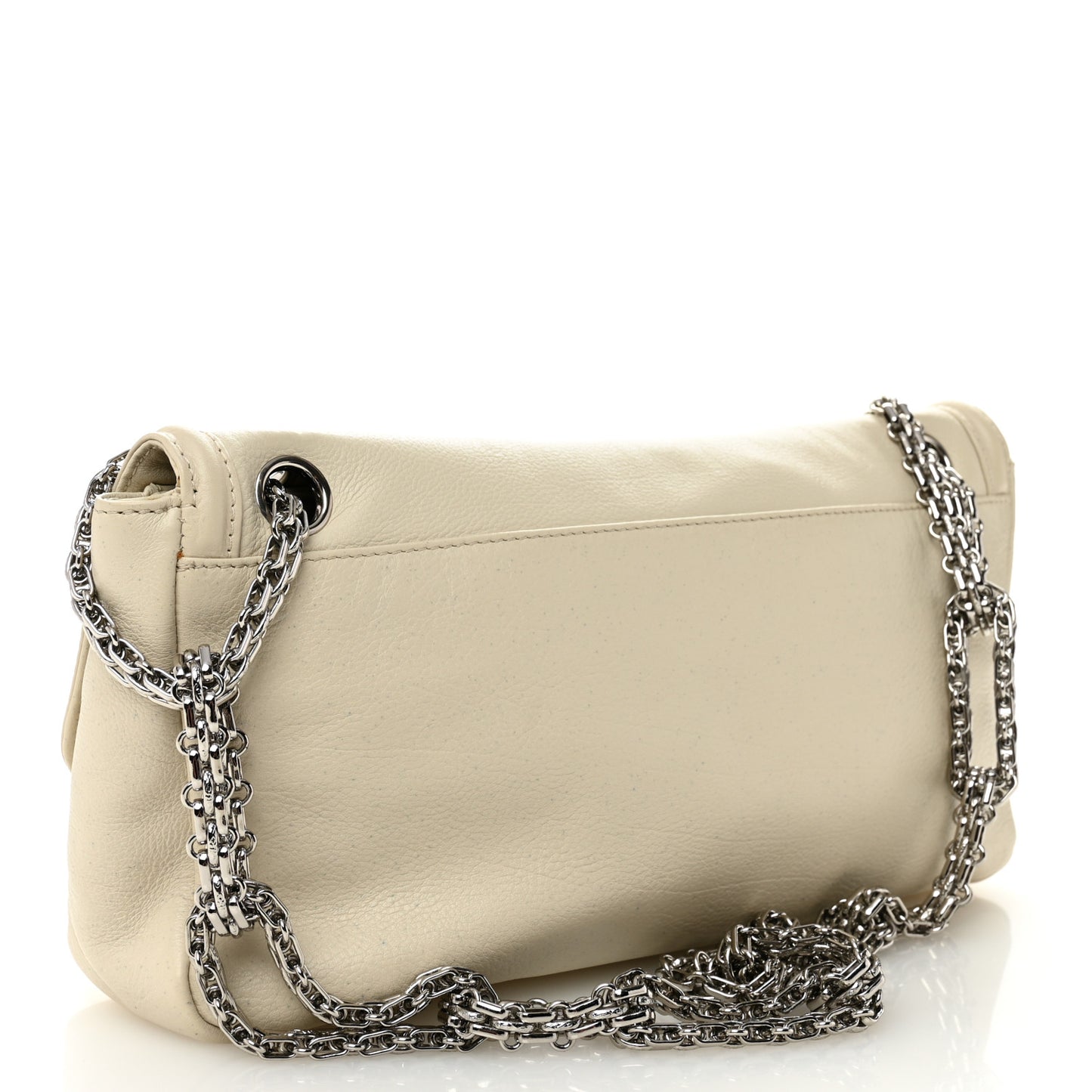Calfskin Mademoiselle Lock Bijoux Chain Flap White