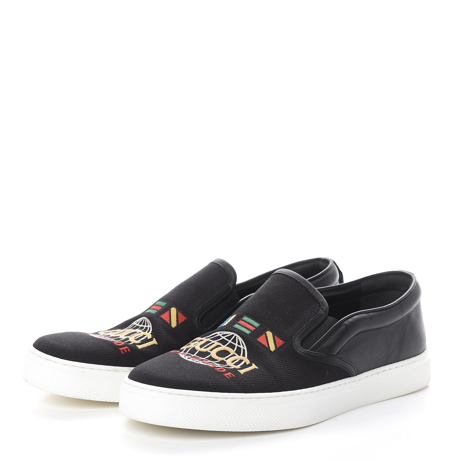 Gucci Canvas Calfskin Worldwide Mens Dublin Slip-On Sneakers 10.5 Black 3 of 6