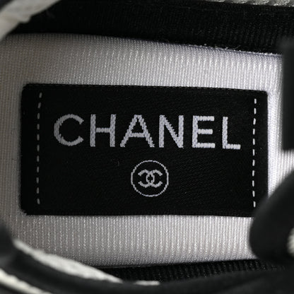 Chanel Suede Calfskin Mixed Fibers CC Sneakers 36.5 White Black 8 of 10