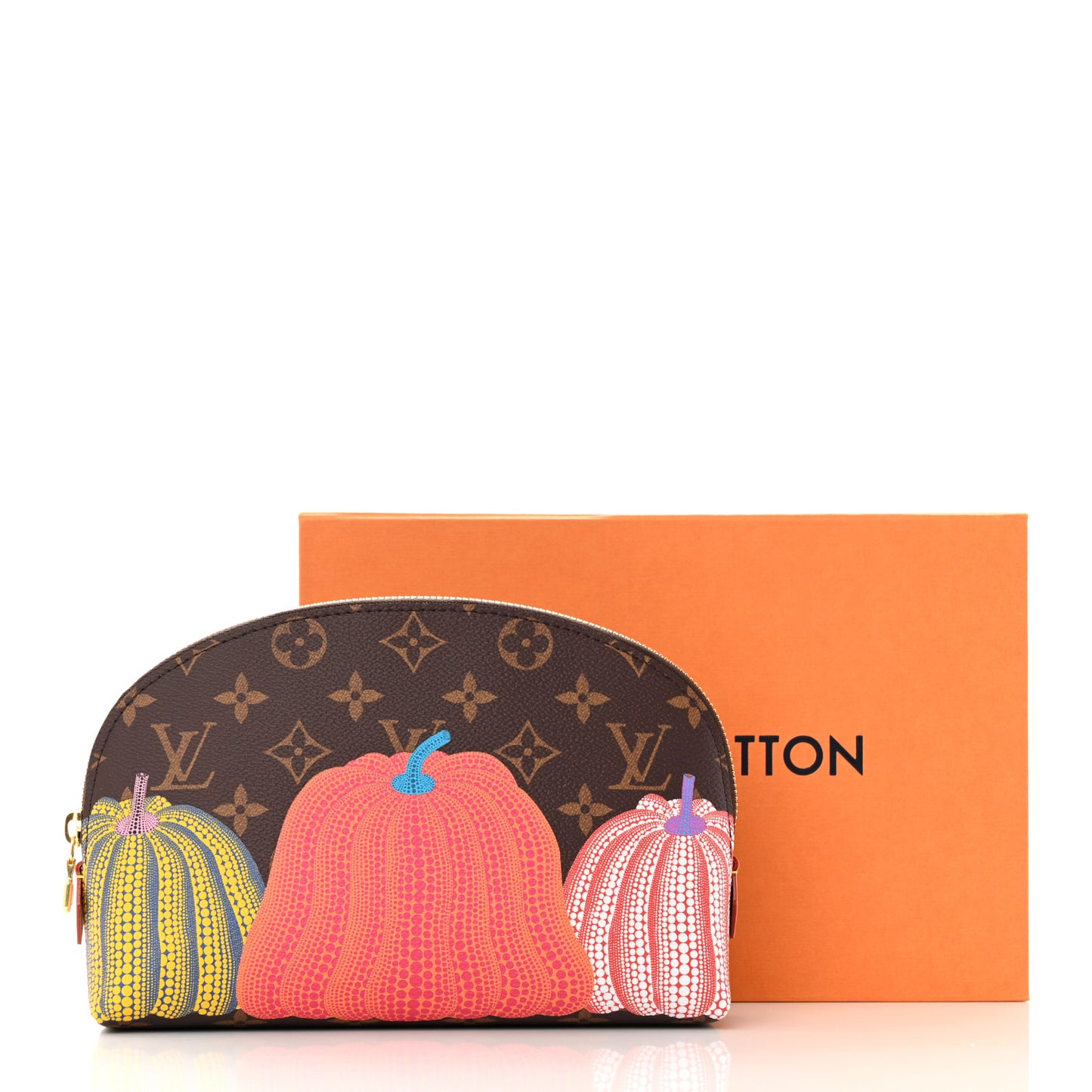 LV X YK Monogram Printed Kusama Pumpkin Cosmetic Pouch