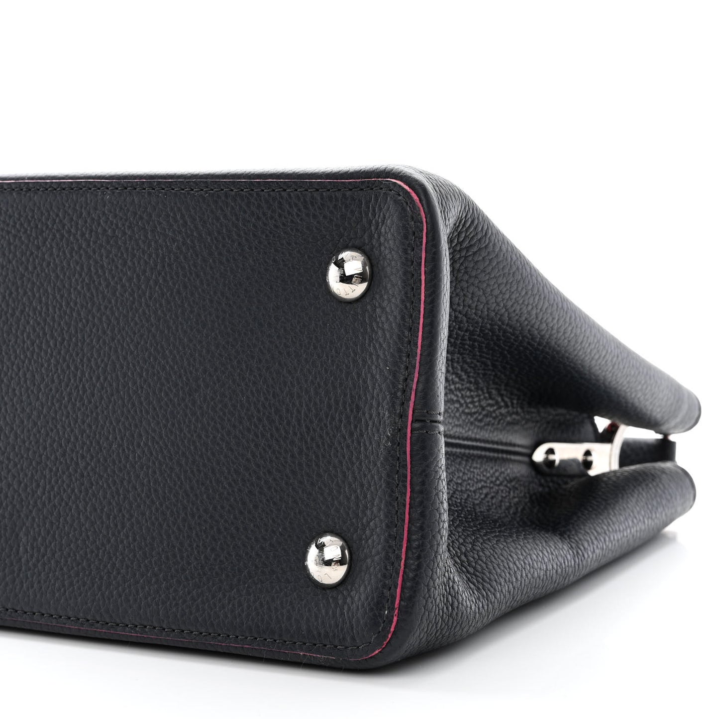 Taurillon Capucines MM Black Fuchsia