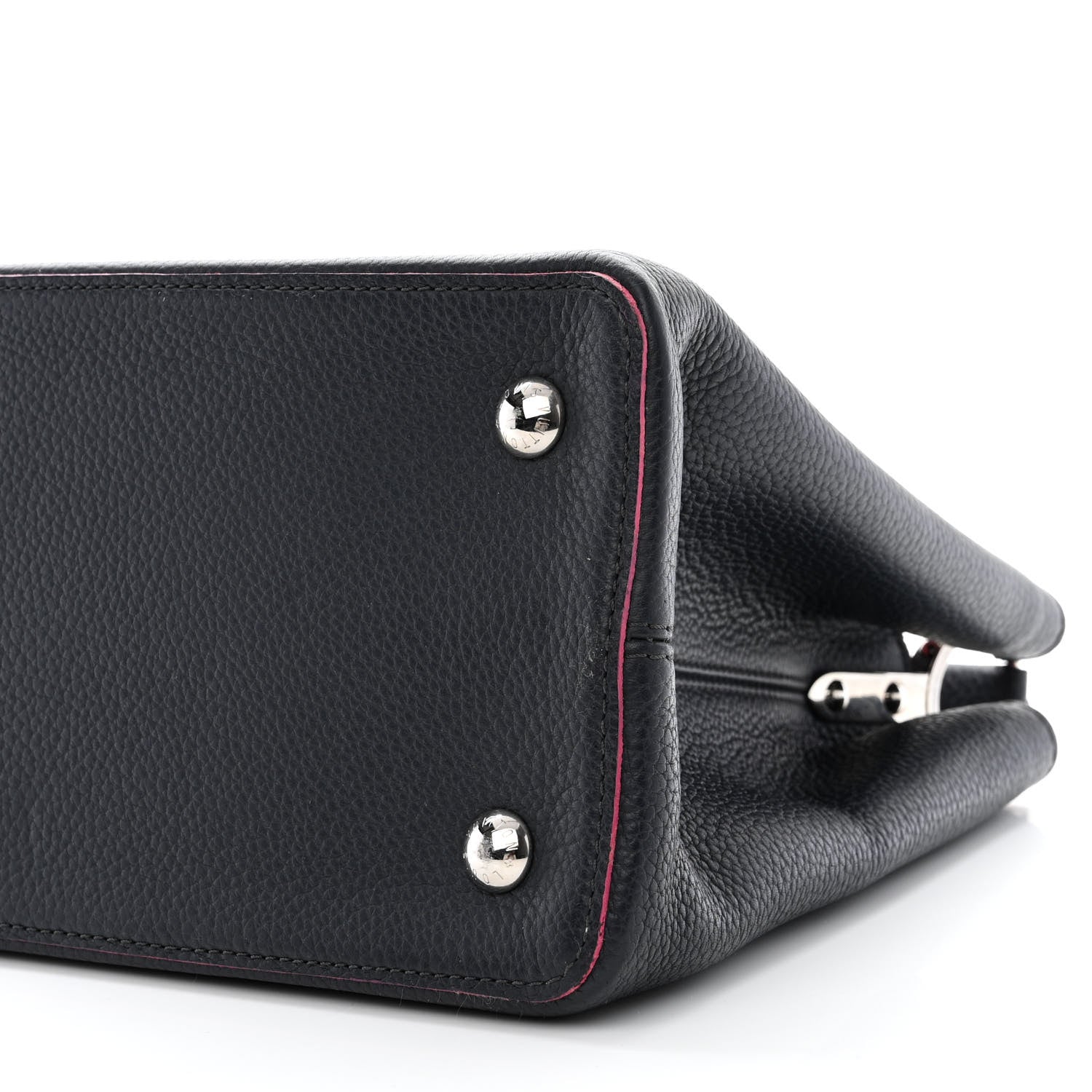 Louis Vuitton Taurillon Capucines MM Black Fuchsia 10 of 12